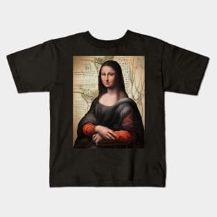 Mona Lisa on DaVinci Sketches Famous Painting Collage Kids T-Shirt